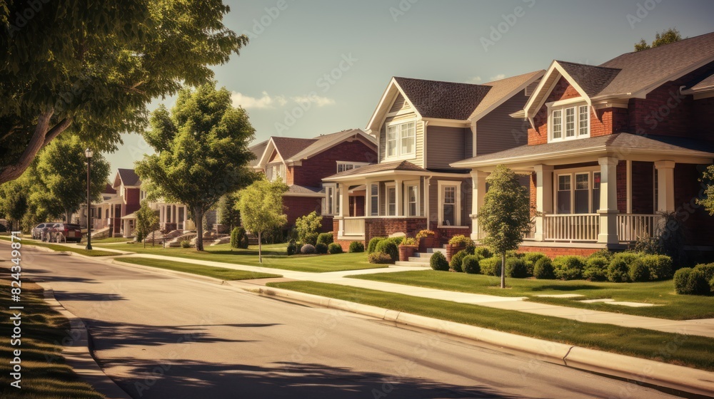 A row of residential houses in the suburbs A row of residential houses in the suburbs