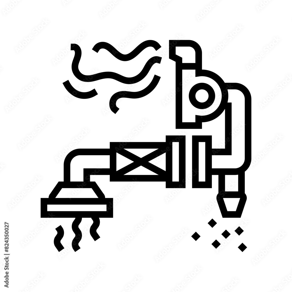 exhaust system ventilation line icon vector. exhaust system ventilation sign. isolated contour symbol black illustration exhaust system ventilation line icon vector. exhaust system ventilation sign. isolated contour symbol black illustration