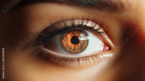 Close-up Brown Female Eye Biometrical Iris Scan Reading  photo