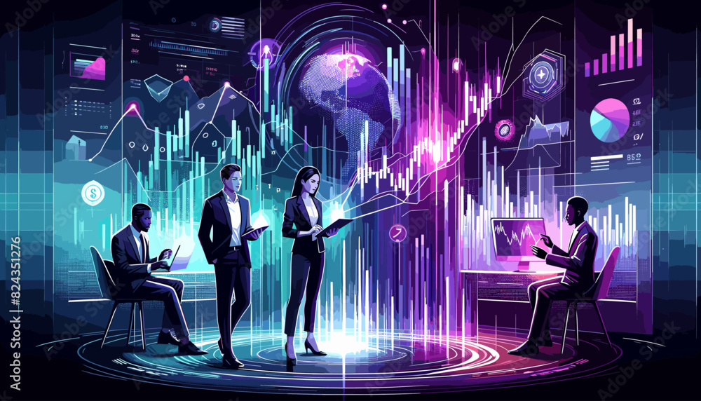 Obraz premium Concept vector illustration of a stock investment.