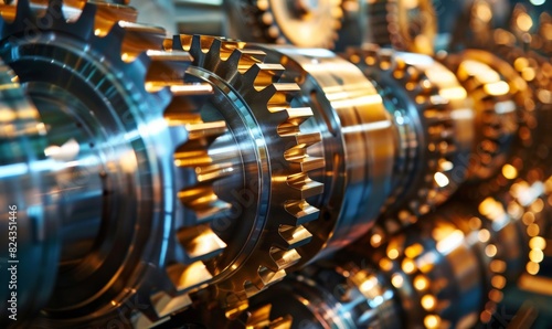 polished cogs and gears in a high-tech machine © wpw