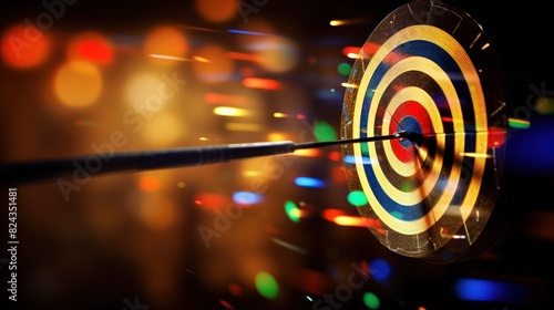 Digital target with bow arrow in bullseye  photo