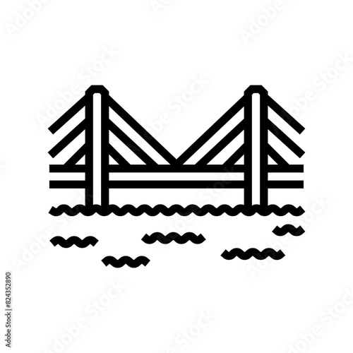 cable stayed bridge line icon vector. cable stayed bridge sign. isolated contour symbol black illustration