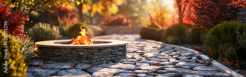 A warm autumn setting centered on a farm and a fire pit Autumn stylish outdoor garden   Background
