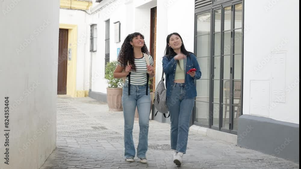 female friends walking and talking outdoors female friends walking and talking outdoors