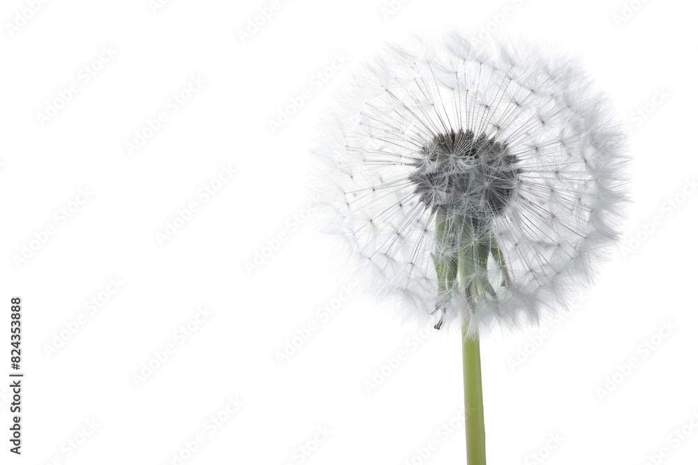 Closeup of Beautiful Bloom: Fluffy Dandelion Flower on White Botanical Background Closeup of Beautiful Bloom: Fluffy Dandelion Flower on White Botanical Background