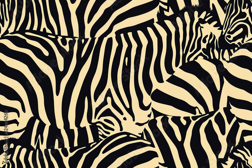 Bold black and white zebra stripe seamless pattern  perfect for striking decoration. The high-contrast design creates a wild and dynamic look  suitable for tiling and ornamental uses.