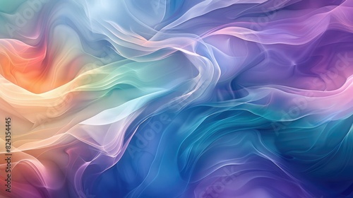 Wallpaper Mural An abstract image featuring smooth, colorful waves with soft transitions between shades of blue, green, and purple Torontodigital.ca