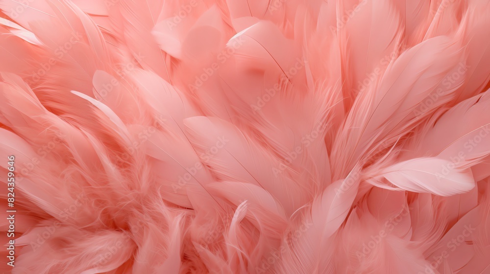 pink coral background feather white