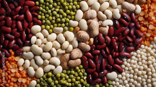 Legumes and beans. Dried, raw and fresh. Lentils, chickpeas, 