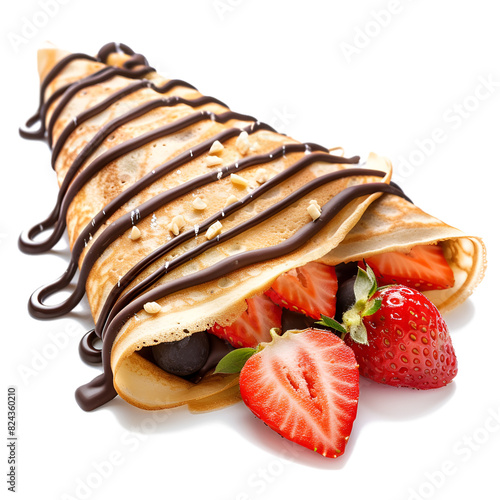 crepe filled with chocolate and strawberry isolated