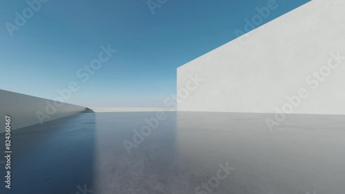 3d render of abstract modern architecture with empty concrete floor, car presentation background.