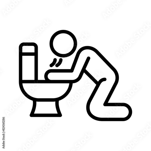 Vomit icon. Symptoms Virus Infection. Indigestion feel sick and Vomiting color editable