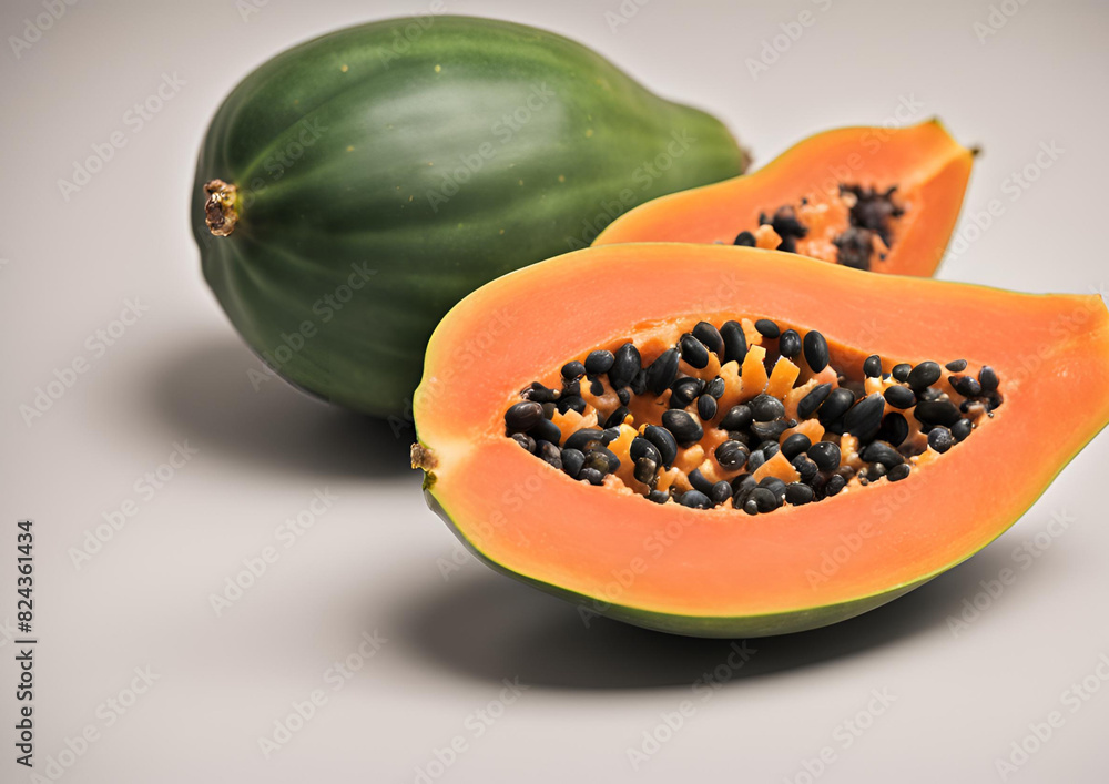Papaya in the yellow background. Papaya in the yellow background.
