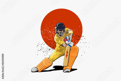 cricket athlete player illustration design vector art