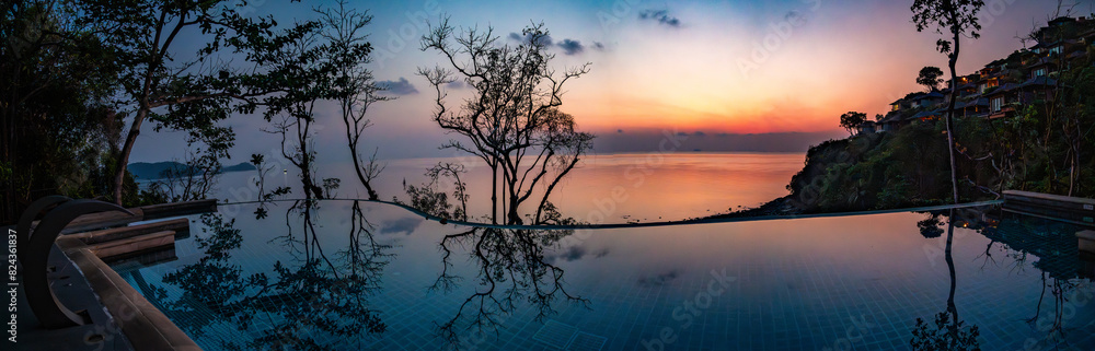 View of Cape Panwa beach at sunset, in Phuket, Thailand View of Cape Panwa beach at sunset, in Phuket, Thailand
