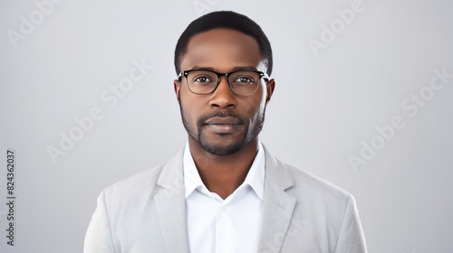confident businessman, dark skin, short hair, glasses at creative office  © CStock