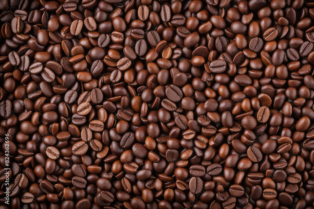 Overhead view of backdrop representing halves of dark brown coffee beans with pleasant scent Overhead view of backdrop representing halves of dark brown coffee beans with pleasant scent