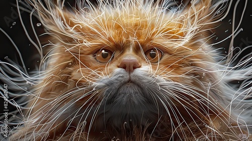 a close up of a stuffed fat cat, a photorealistic painting, reddit, furry art, long wild spiky hair, photography alexey gurylev, electrified hair, in style of digital painting photo