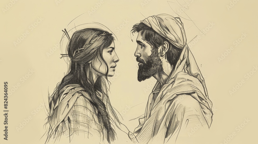 Biblical Illustration of Jesus' Encounter with the Canaanite Woman, Ideal for article Biblical Illustration of Jesus' Encounter with the Canaanite Woman, Ideal for article