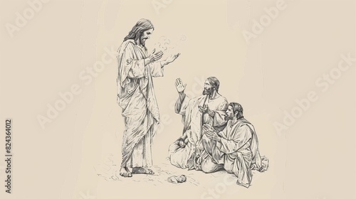 Biblical Illustration of Jesus Performing Miracles, Captivating a Crowd, Ideal for article