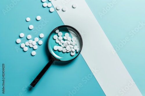 Pills on blue background,