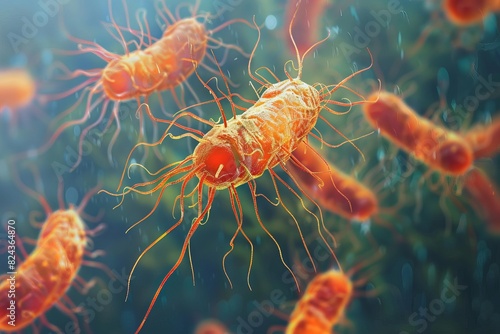 3D illustration typhoid bacteria. photo
