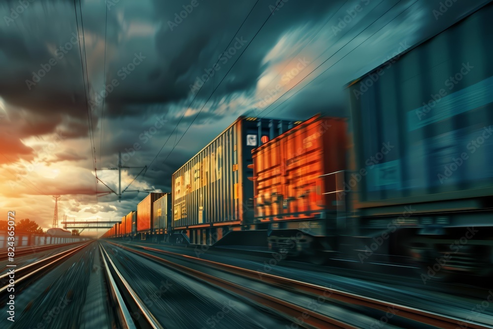 A close up of a freight train with containers A close up of a freight train with containers
