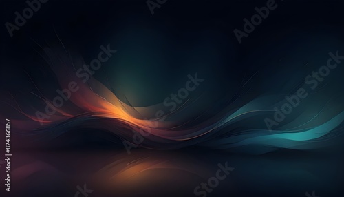 Abstract, minimal shadowy textures and subtle highlights of luminescence seep through the dark background