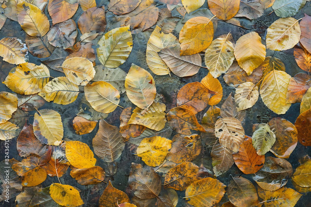 Carpet of Colorful Autumn Leaves, Rich Tones of Yellow, Orange, and Brown on Forest Floor Carpet of Colorful Autumn Leaves, Rich Tones of Yellow, Orange, and Brown on Forest Floor