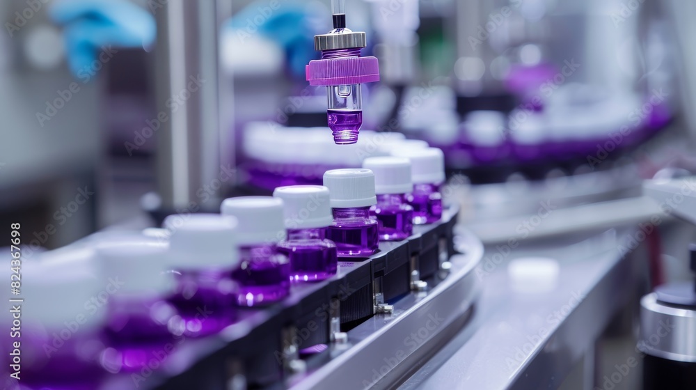 Automated assembly line for cosmetic tubes, filling and sealing process in a sterile lab setting