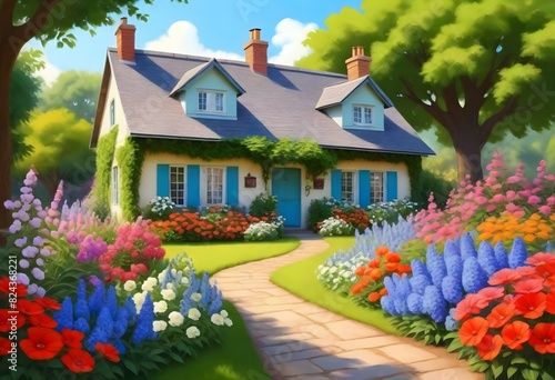 Charming, Quaint Cottage Garden With Blooming Flowers (106)