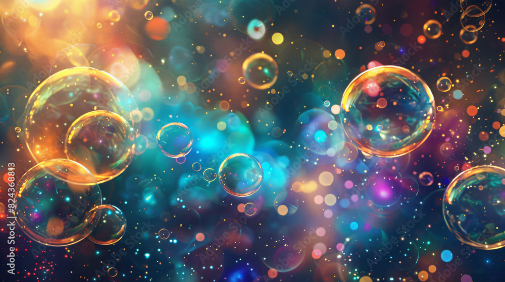 Colorful Bubbles Design Background for Social Media with copy space text, for party, celebration, and fun