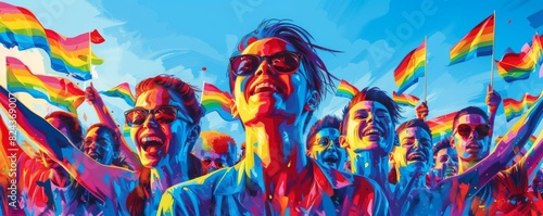 A group of people of various sexual orientations and gender identities are celebrating their diversity