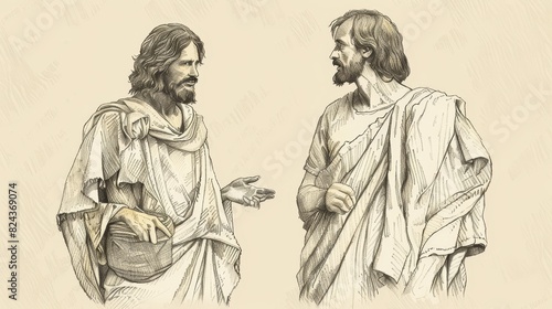 Jesus' Parable of the Lost Coin, Biblical Illustration of Value and Redemption, Perfect for Religious article