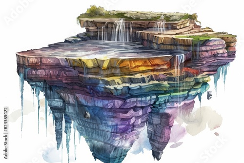 A watercolor of a rock formation