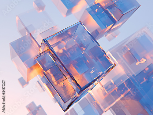 Abstract Glass Cubes Design Background for Social Media with copy space text, for abstract, art, and design