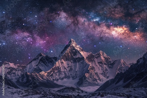 Galaxy and Snowy Mountains