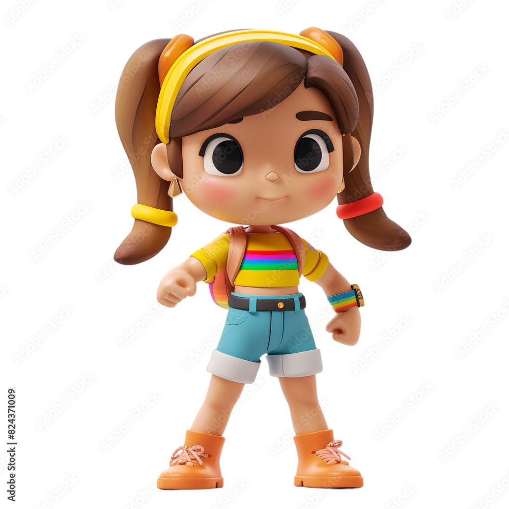 A 3D character with a rainbow wristband, symbolizing LGBTQ+ allyship and support, posing confidently on a transparent background. A 3D character with a rainbow wristband, symbolizing LGBTQ+ allyship and support, posing confidently on a transparent background.
