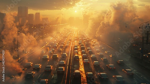 A rush hour traffic jam on a Los Angeles freeway photo