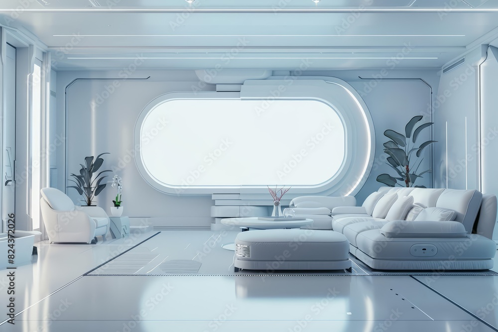 Frame mockup, imagine this quote in a hightech futuristic living room, where cuttingedge technology meets timeless wisdom Frame mockup, imagine this quote in a hightech futuristic living room, where cuttingedge technology meets timeless wisdom