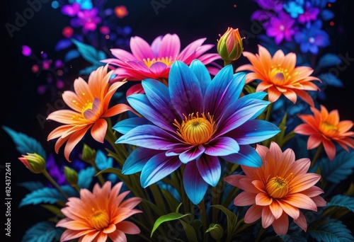 Flowers infused with vibrant neon colors, perfect for adding a dazzling touch to any decorative arrangement