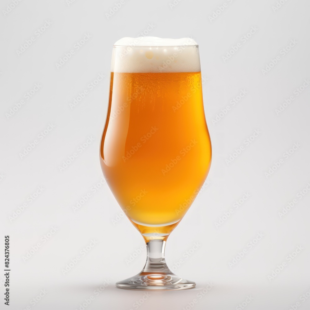 Glass of cold beer with foam and bubbles in the drink on a white background. Glass of cold beer with foam and bubbles in the drink on a white background.