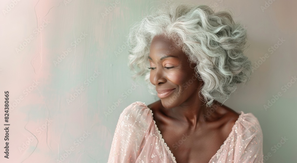 Elegant Elderly African American Woman in Stylish Dress, Exuding Confidence and Natural Beauty