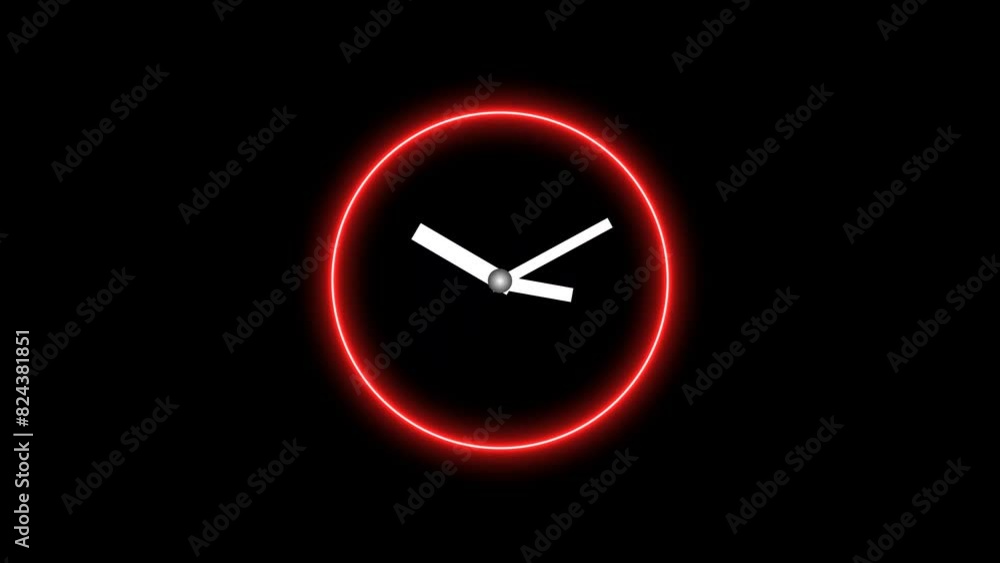 glowing analog clock on isolated black background