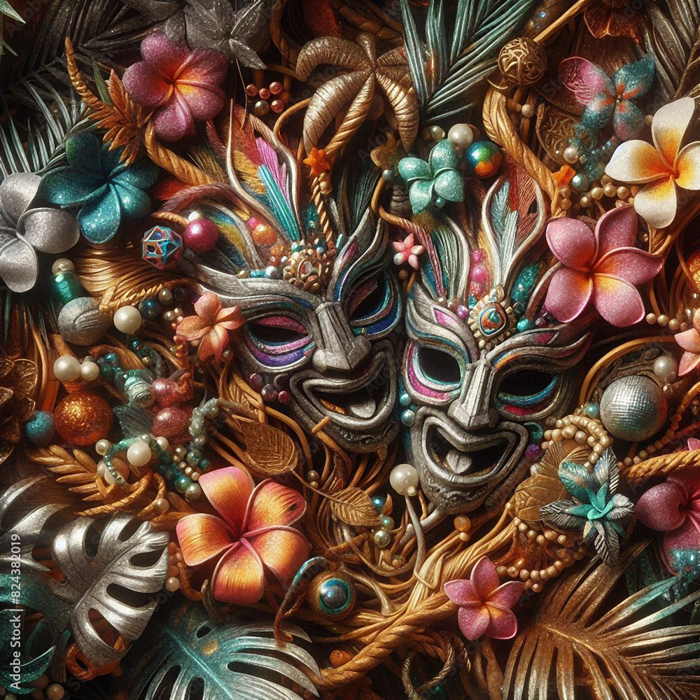 Funny cartonized mask illustration  