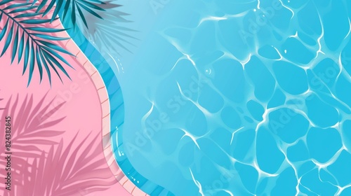 Summer pool background vector illustration. swimming pool blue and pink theme with copy space. 