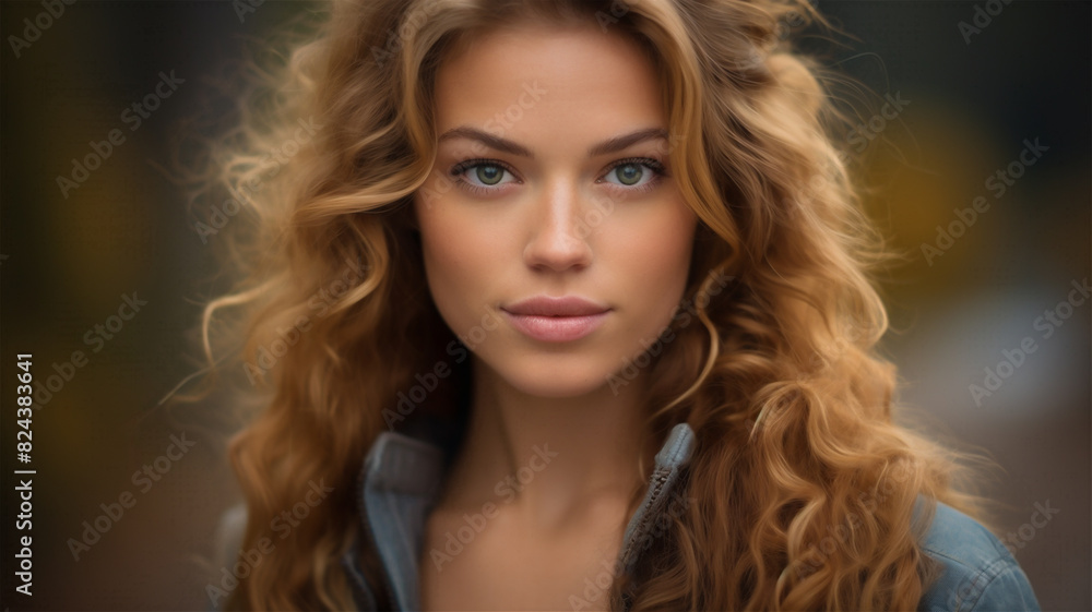 Studio portrait of a beautiful young model with wavy light brown hair. and green eyes. A natural complexion. Haircare, skin care and cosmetics. Studio portrait of a beautiful young model with wavy light brown hair. and green eyes. A natural complexion. Haircare, skin care and cosmetics.