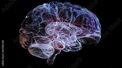 A detailed 3D x ray of the human brain features neural activity and synaptic connections illustrating the complex functions of different brain regions.
