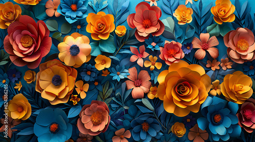 Colorful Paper Flowers Adorning a Wall